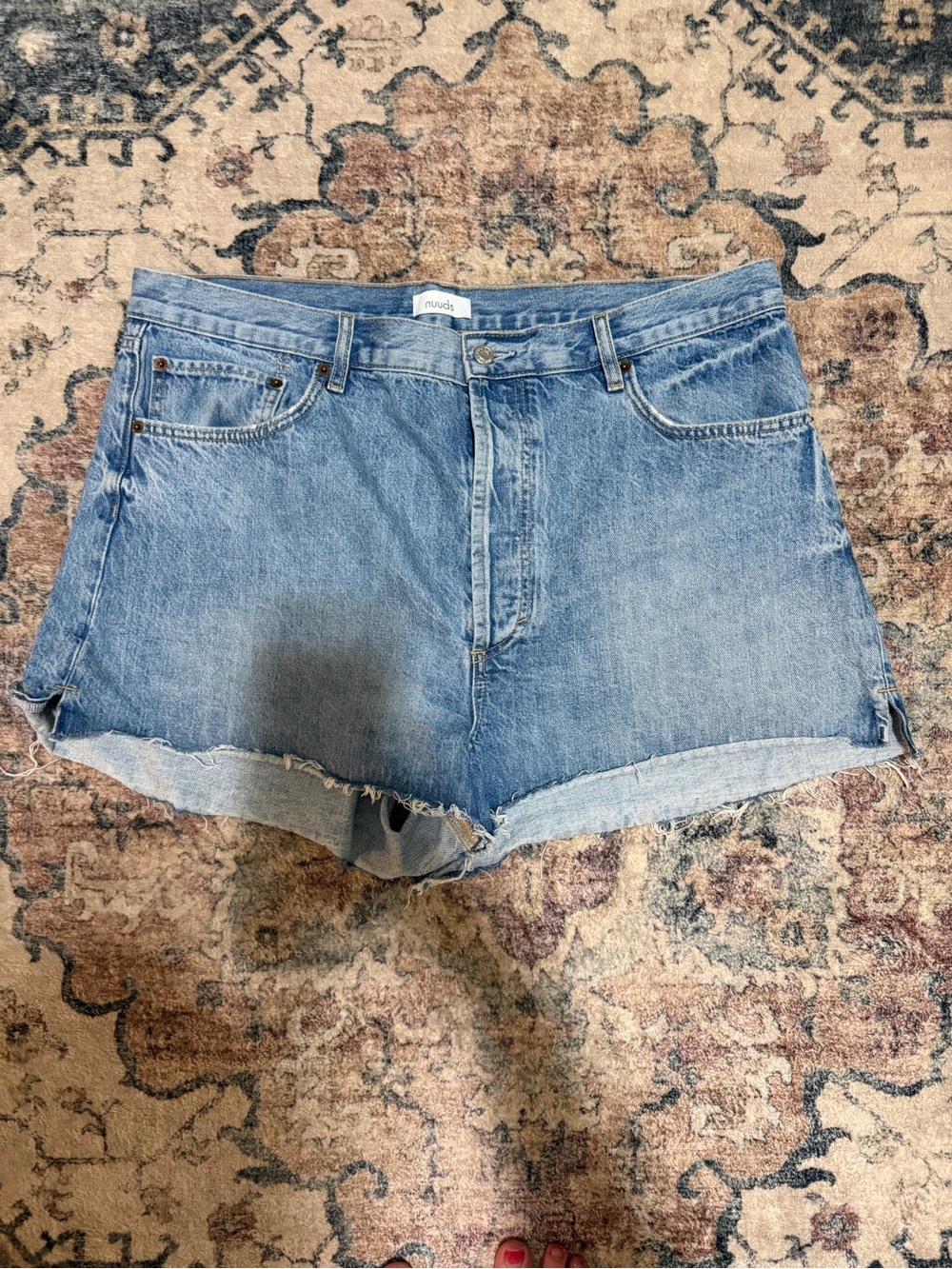 High-Rise Cutoff Denim Shorts - Light Blue
